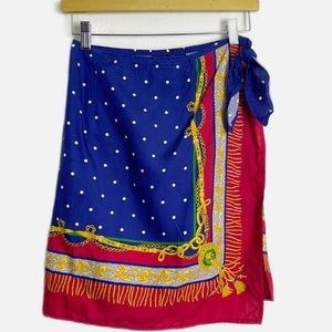 Vintage Liz Sport scarf print wrap skirt